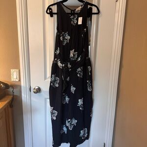 NWT LOFT Dark Navy Jumpsuit with Floral Accents
